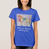 Ich glaube an Unicorns Womens Watercolor T Shirt