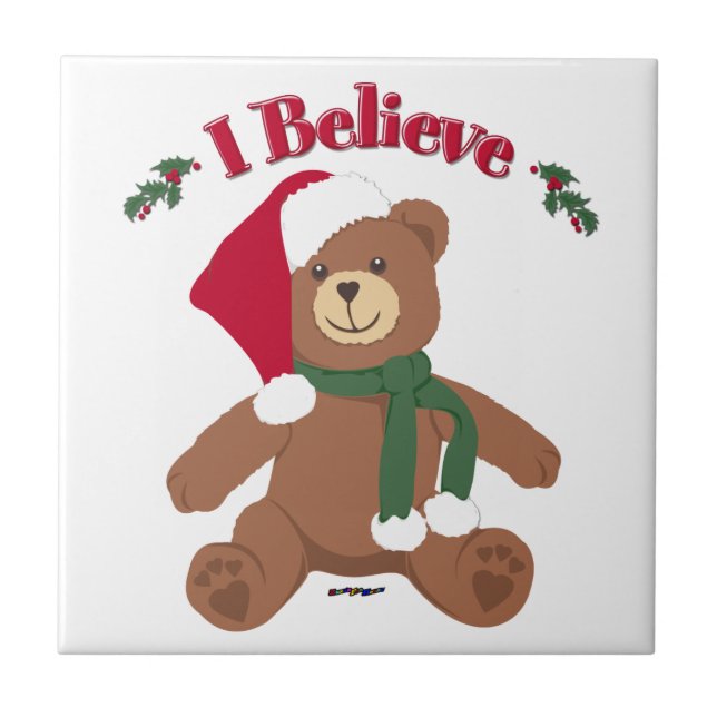 Ich glaube! Christmas Teddy Bear Fliese (Vorderseite)