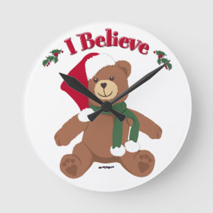 Ich glaube! Christmas Teddy Bear Runde Wanduhr