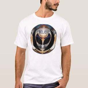 ICH GLAUBE CHROM-ALIEN-KOPF T-Shirt