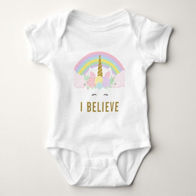 Ich glaube Einhorn-Baby-Spielanzug Baby Strampler (Vorderseite)