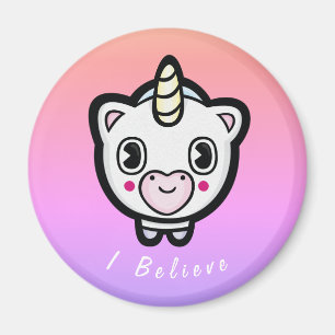 Ich glaube Emoji Einhorn Ombre Magent Magnet
