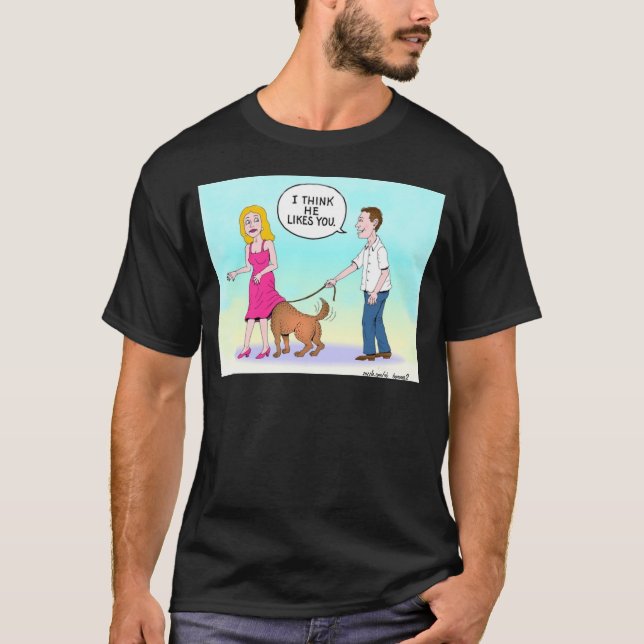 Ich glaube, er mag dich Comicen T - Shirt (Vorderseite)