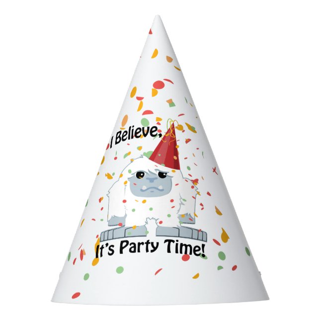 Ich glaube, es ist Party Zeit!  Niedlich Yeti Partyhütchen (Vorderseite)