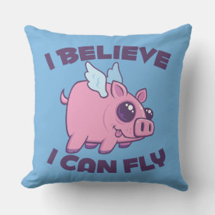 Ich glaube, ich kann fliegen Süßes Kawaii Schweinc Kissen