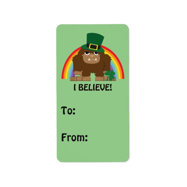 Ich glaube! Leprechaun Bigfoot Adressaufkleber (Vorne)