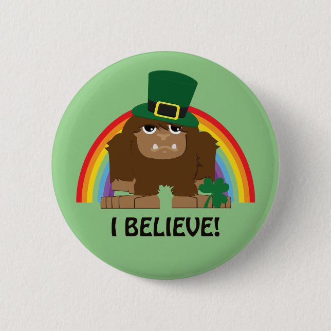 Ich glaube! Leprechaun Bigfoot Button (Vorderseite)