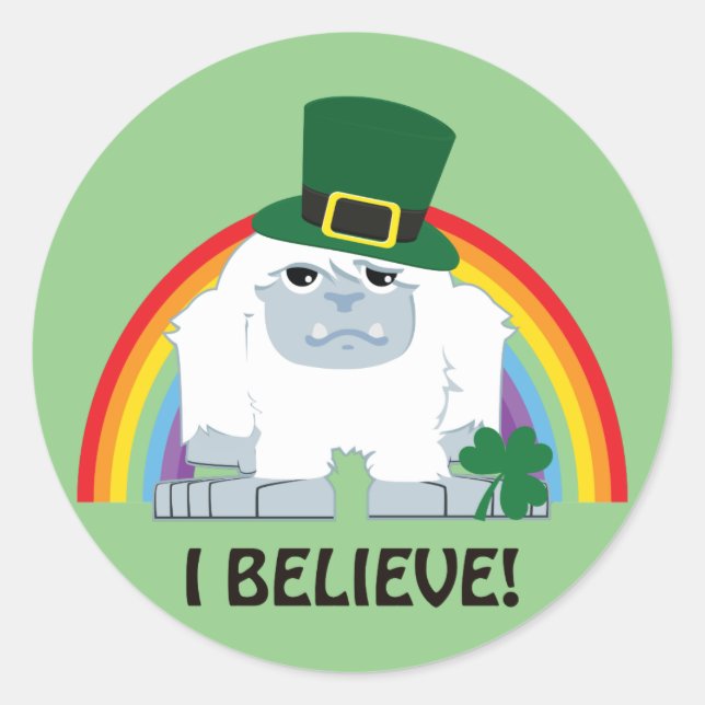 Ich glaube! Leprechaun Yeti Runder Aufkleber (Vorderseite)