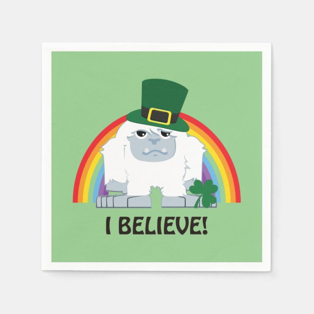 Ich glaube! Leprechaun Yeti Serviette (Vorderseite)