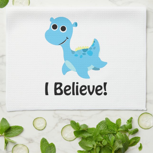Ich glaube! Niedlich Blue Nessie Küchentuch (Gefaltet)