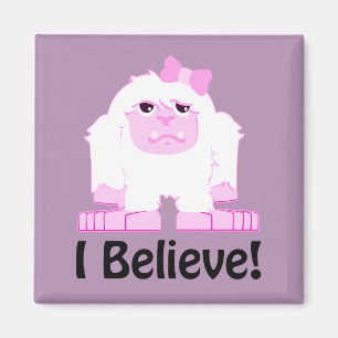 Ich glaube niedlichem Cartoon-MädchenYeti Magnet