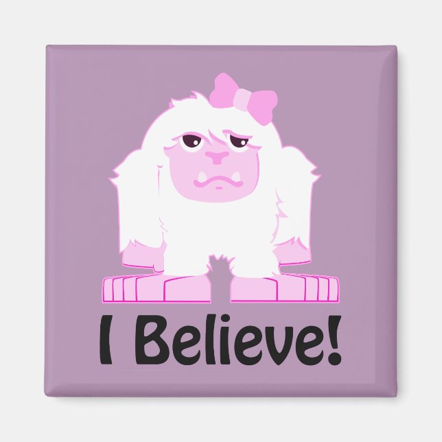 Ich glaube, Niedlicher Cartoon Girl Yeti Magnet (Vorne)