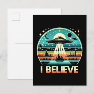 Ich glaube - UFO Einladungspostkarte