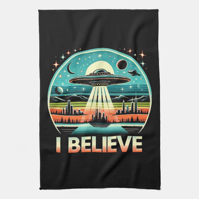 Ich glaube - UFO Geschirrtuch (Vertikal)