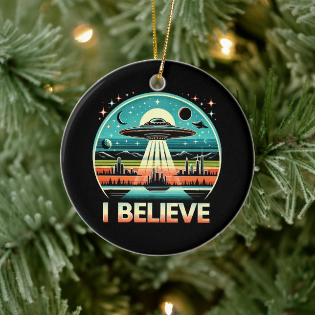 Ich glaube - UFO Keramik Ornament (Baum)