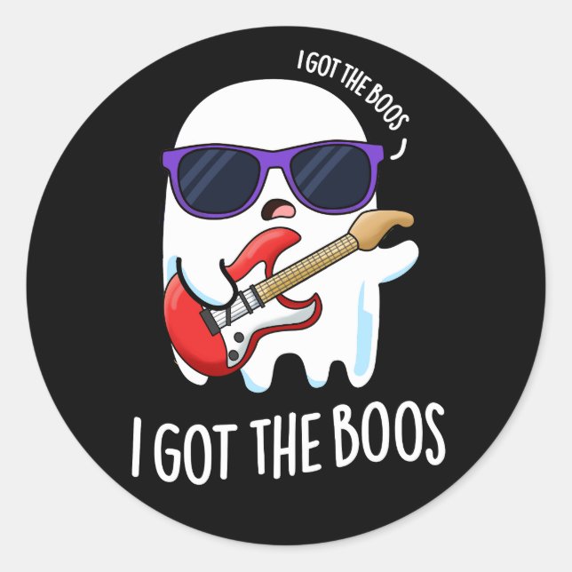 Ich Got den Boos Funny Music Ghost Pun Dark BG Runder Aufkleber (Vorderseite)