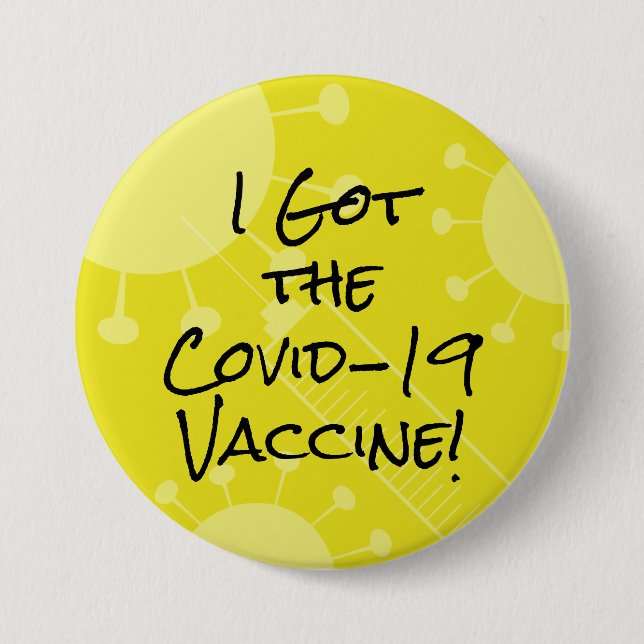 Ich Got den Covid-19 Vaccine Bold Yellow Button (Vorderseite)