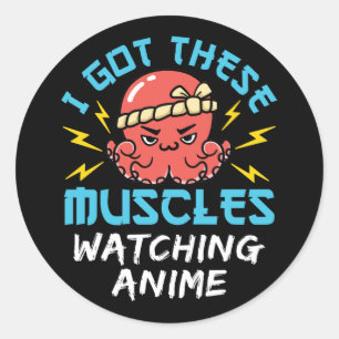 Ich Got diese Muskeln, die Anime Weeaboo beobachte Runder Aufkleber