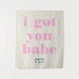 Ich Got dir Babe Bright Pink Bold Weddrop Wandteppich