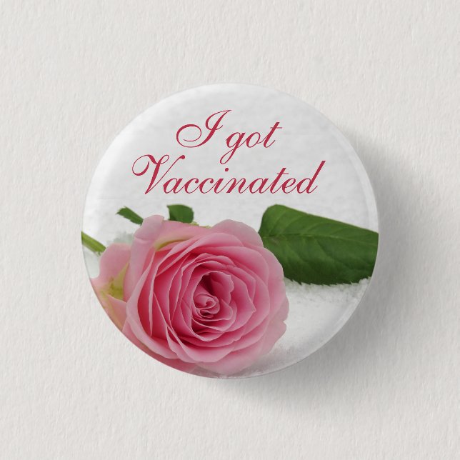 Ich got eine Pink Rose Floral Wedding Button (Vorderseite)
