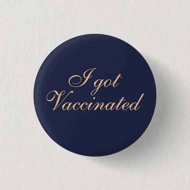 Ich got geimpfte Elegant Script Hochzeit Button (Vorderseite)