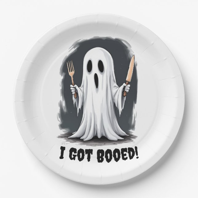 Ich Got Halloween Ghost Pappteller (Vorderseite)