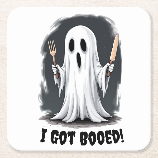 Ich Got Halloween Ghost Rechteckiger Pappuntersetzer (Vorderseite)