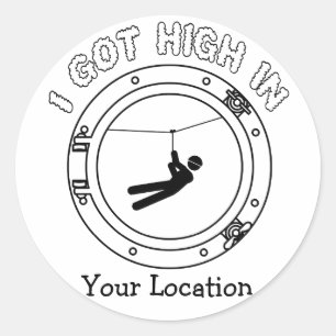 Ich Got hoch - Zipline Runder Aufkleber