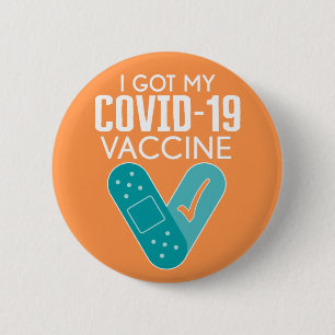 Ich got meinen Covid-19 Impfstoff - orange blau Button