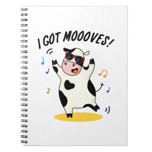 Ich Got Mooves Funny Dancing Kuh Puff Notizblock