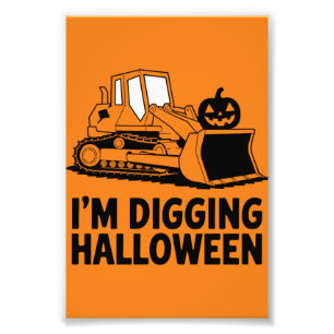 Ich grabe Halloween-Kürbisgesicht-Traktor-Kinder Fotodruck