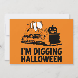 Ich grabe Halloween Pumpkin Face Traktor Kids Einladung