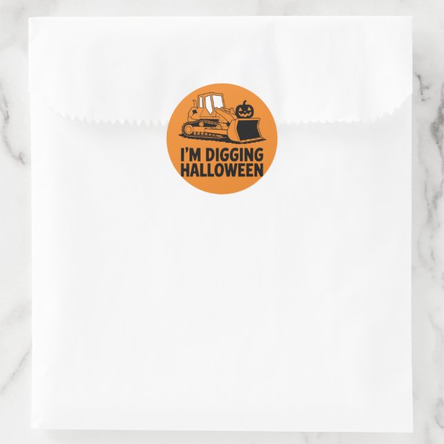 Ich grabe Halloween Pumpkin Face Traktor Kids Runder Aufkleber (Tasche)