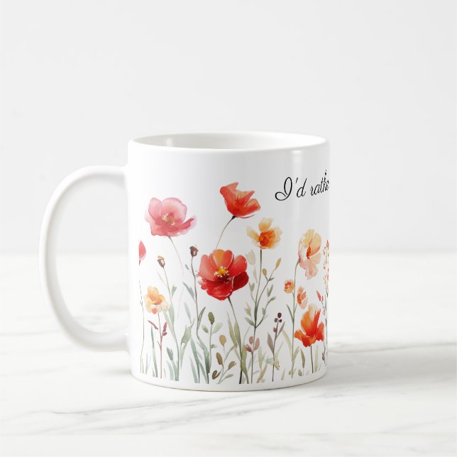 Ich gräbe lieber Aquarellfarben-Blume Kaffeetasse (Links)