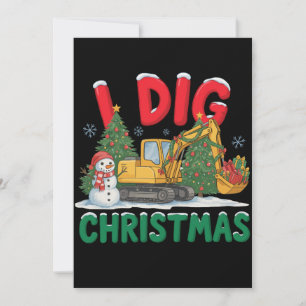 Ich grabe Weihnachten Bagger Konstruktion Schneema Einladung