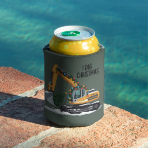 Ich grabe Weihnachtsbagger Santa Junge Lustige Kin Dosenkühler