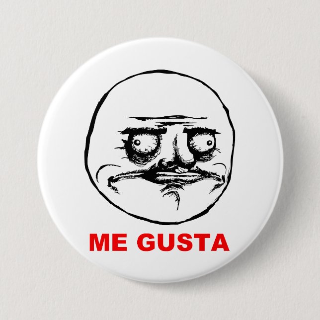 Ich Gusta Raserei-Gesicht Meme Button (Vorderseite)