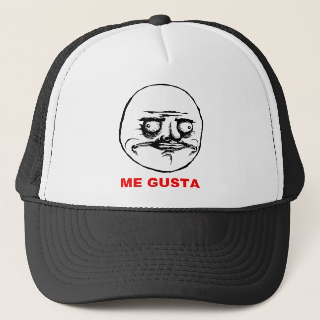 Ich Gusta Raserei-Gesicht Meme Truckerkappe (Vorderseite)