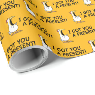 ICH HAB DIR EIN GESCHENK BESORG! schreiendes Huhn Geschenkpapier