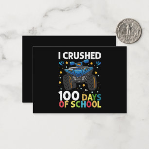 Ich habe 100 Tage Schul-Monstertruck-Jungs zerquet Mitteilungskarte