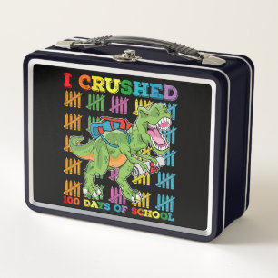Ich habe 100 Tage Schule T-Rex Dinosaurier zerquet Metall Brotdose