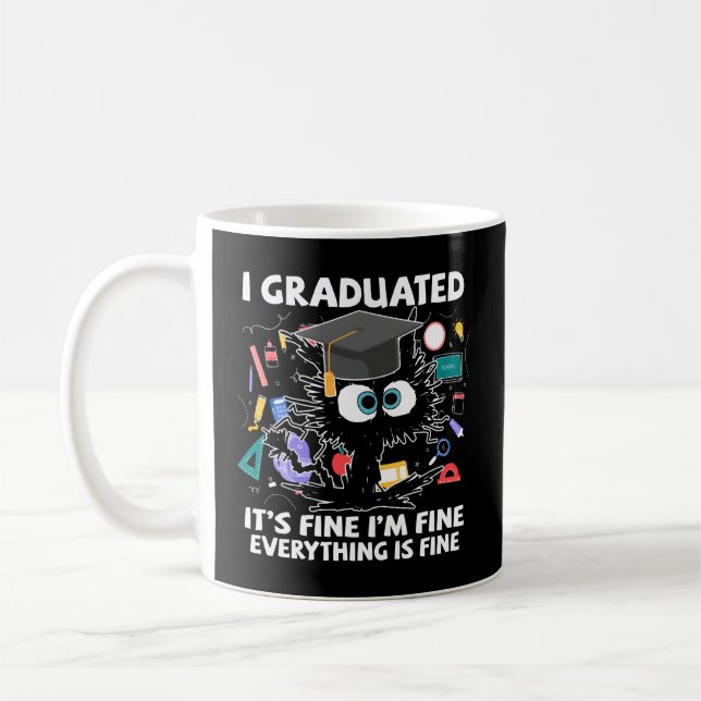 Ich habe 2023 den Schulabschluss für Schwarze Katz Kaffeetasse (Links)