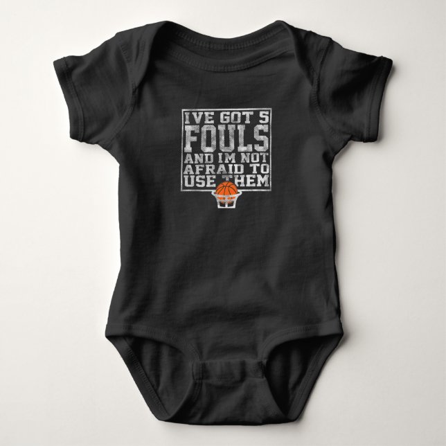 Ich habe 5 Fouls Funny Sarkastic Basketball Player Baby Strampler (Vorderseite)