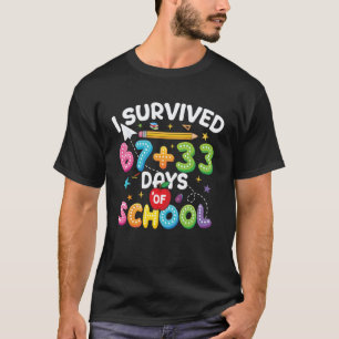 Ich habe 67 + 33 Tage Schule überlebt Lustiger Jun T-Shirt