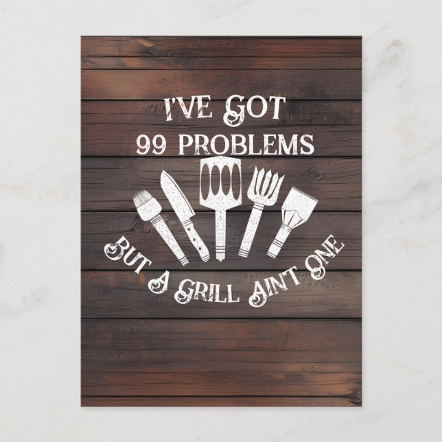 "Ich habe 99 Probleme Got, aber ein Grill ist nich Postkarte (Vorderseite)
