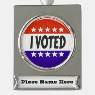 Ich habe abgestimmt Banner-Ornament silber
