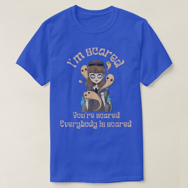 Ich habe Angst Retro Girl Spuk Halloween-Horror T-Shirt (Design vorne)