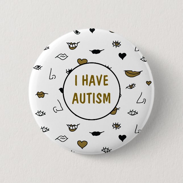 Ich habe Autismus, Moderne, die Schwarz und Gold Z Button (Vorderseite)