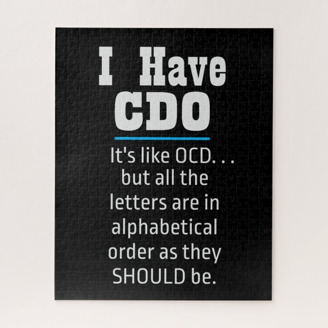 Ich habe CDO Black Funny OCD Spaß (Vertikal)