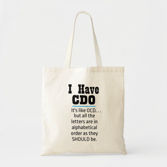 Ich habe CDO Black Funny OCD Spaß Tragetasche (Vorne)